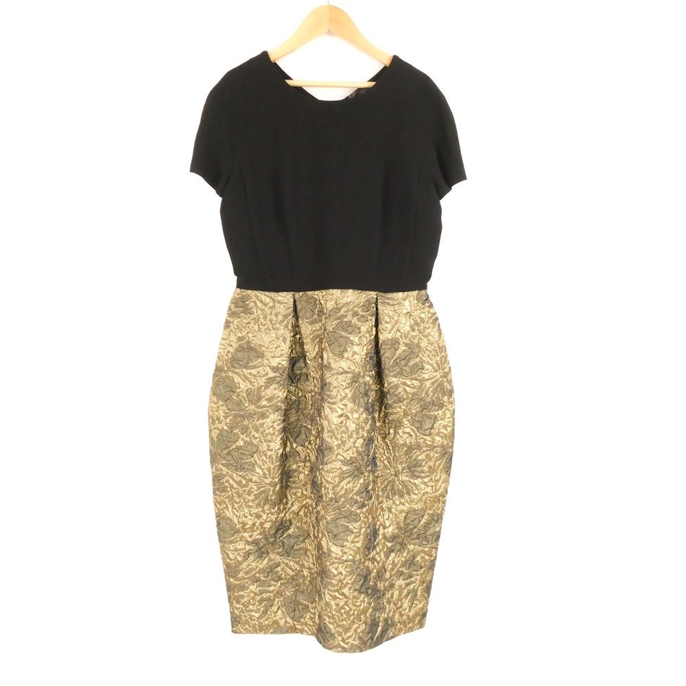 Max Mara Maxmara Pianoforte Dress 40 Triacetate Polyester Gold Short Sleeve