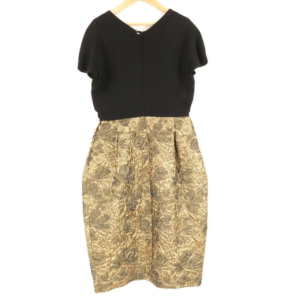 Max Mara Maxmara Pianoforte Dress 40 Triacetate Polyester Gold Short Sleeve — view 2