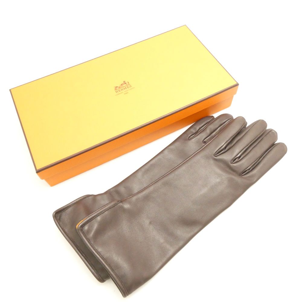 Hermes Gloves 7.5 Lambskin Silk