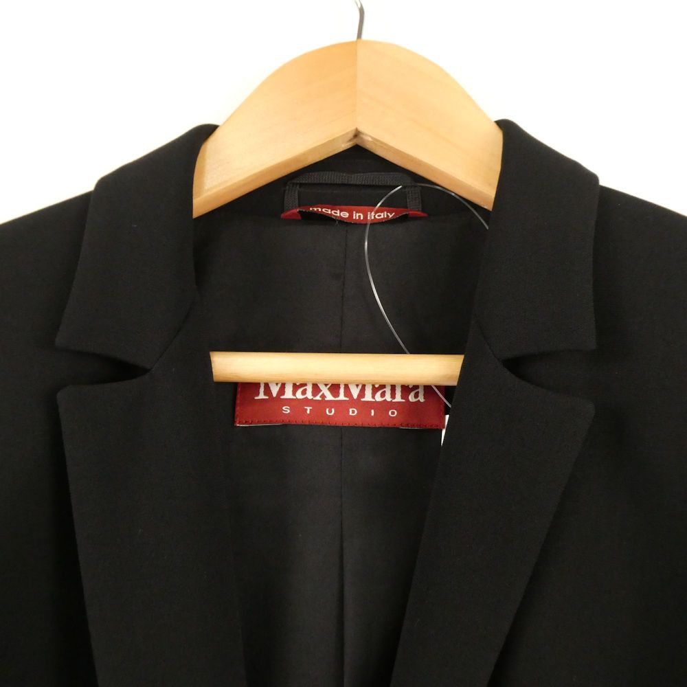 Max Mara Maxmarastudio Maxmara Tailored Jacket 38 S Triacetate Blue Leather — view 5