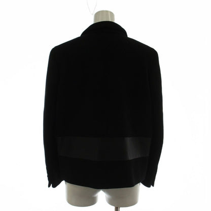 Max Mara White Tag Tailored Jacket Leather Trim Short 40 Black GG