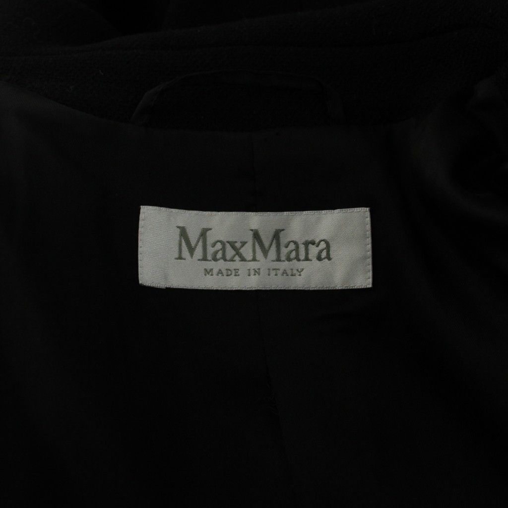 Max Mara White Tag Tailored Jacket Leather Trim Short 40 Black GG