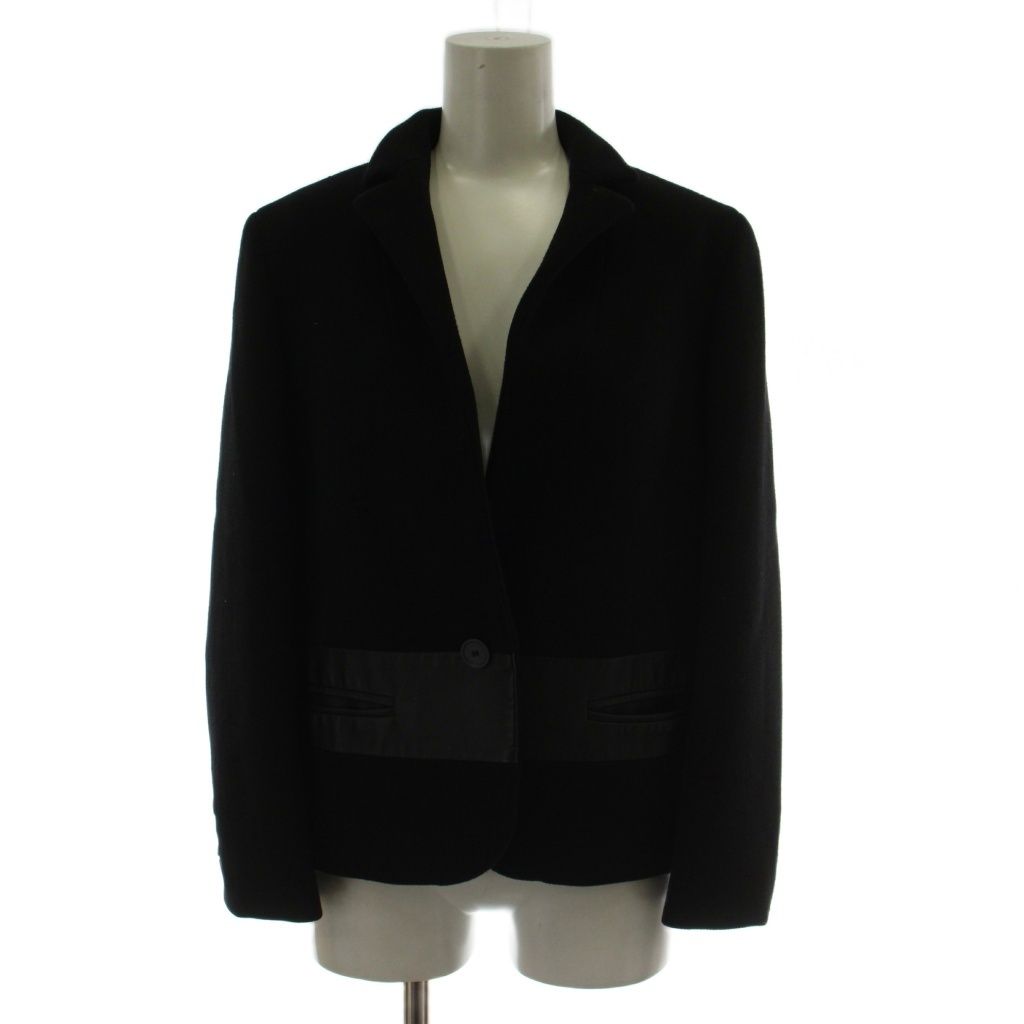 Max Mara White Tag Tailored Jacket Leather Trim Short 40 Black GG