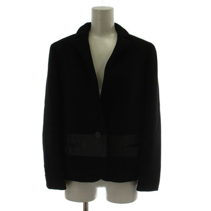 Max Mara White Tag Tailored Jacket Leather Trim Short 40 Black GG