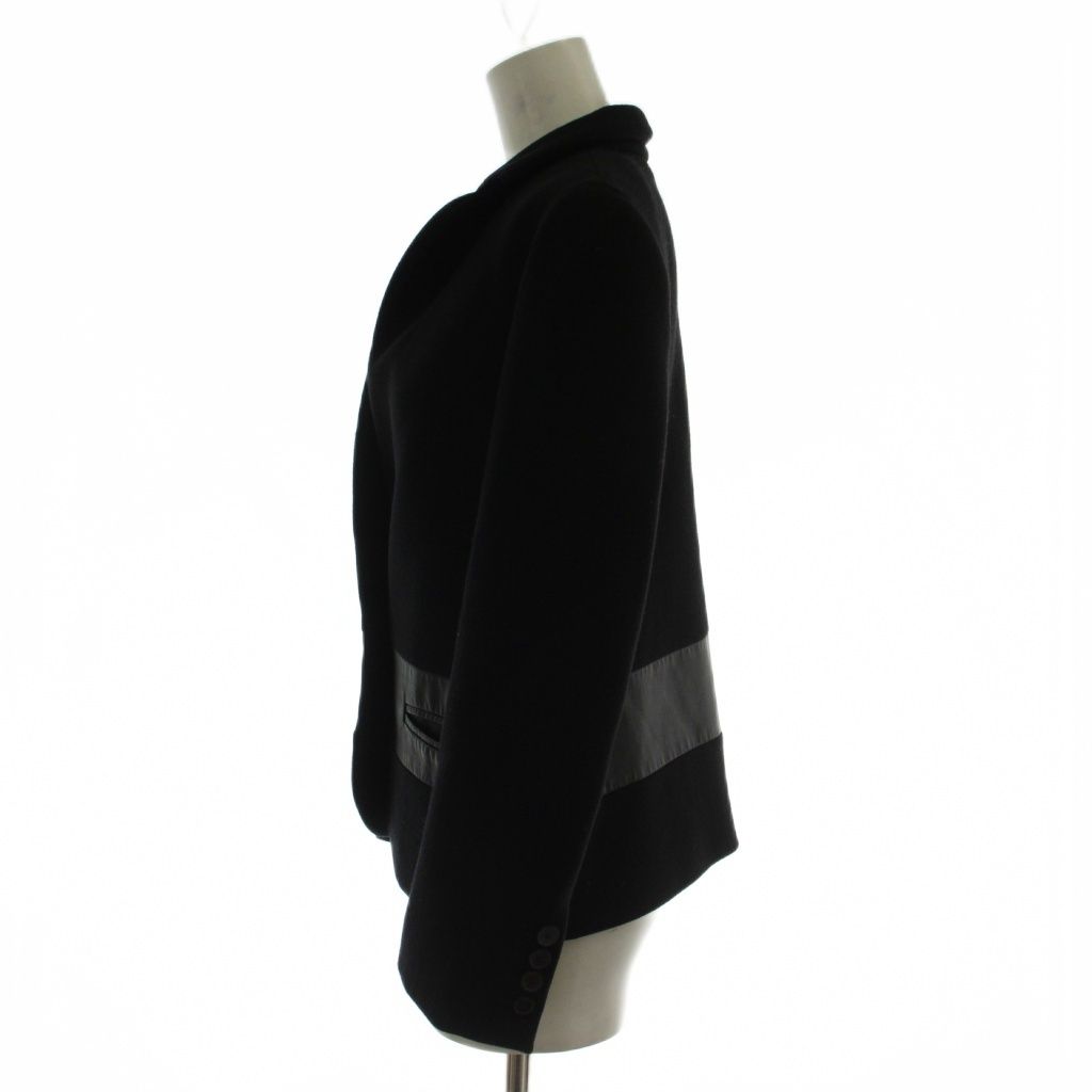 Max Mara White Tag Tailored Jacket Leather Trim Short 40 Black GG