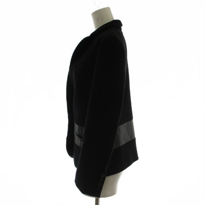 Max Mara White Tag Tailored Jacket Leather Trim Short 40 Black GG
