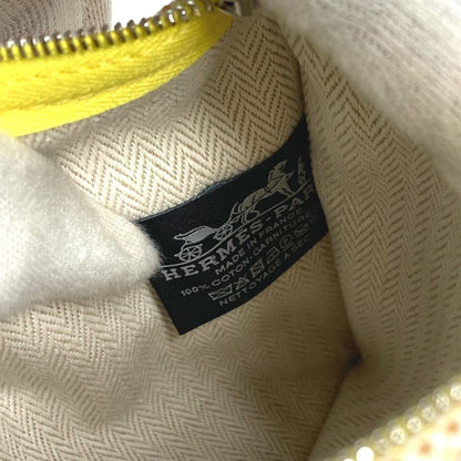 Hermes Pouch Flat Embroidered Faubourg PM Cotton Citron Ocher Yellow
