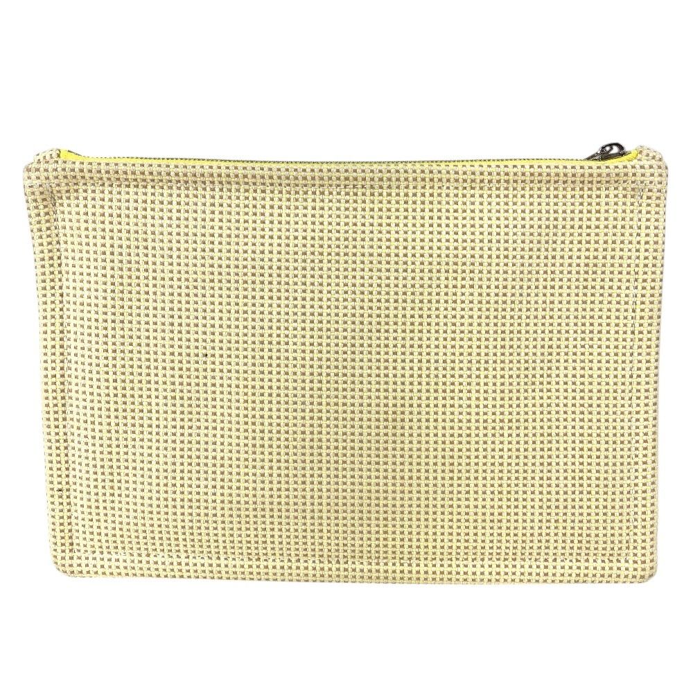 Hermes Pouch Flat Embroidered Faubourg PM Cotton Citron Ocher Yellow