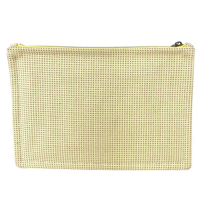 Hermes Pouch Flat Embroidered Faubourg PM Cotton Citron Ocher Yellow