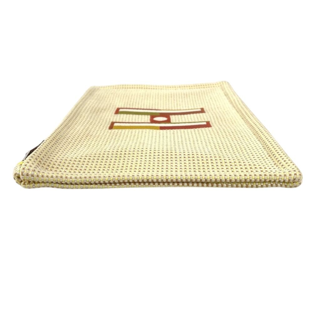 Hermes Pouch Flat Embroidered Faubourg PM Cotton Citron Ocher Yellow