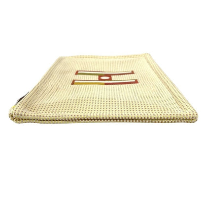 Hermes Pouch Flat Embroidered Faubourg PM Cotton Citron Ocher Yellow