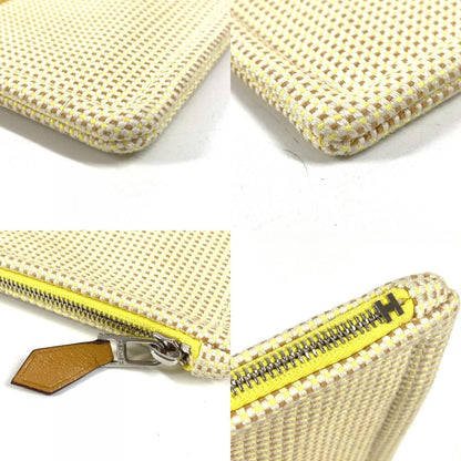 Hermes Pouch Flat Embroidered Faubourg PM Cotton Citron Ocher Yellow