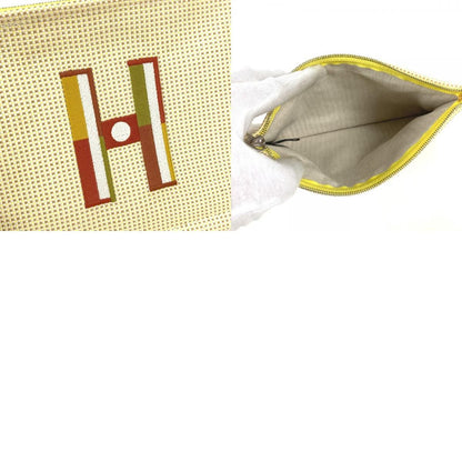Hermes Pouch Flat Embroidered Faubourg PM Cotton Citron Ocher Yellow