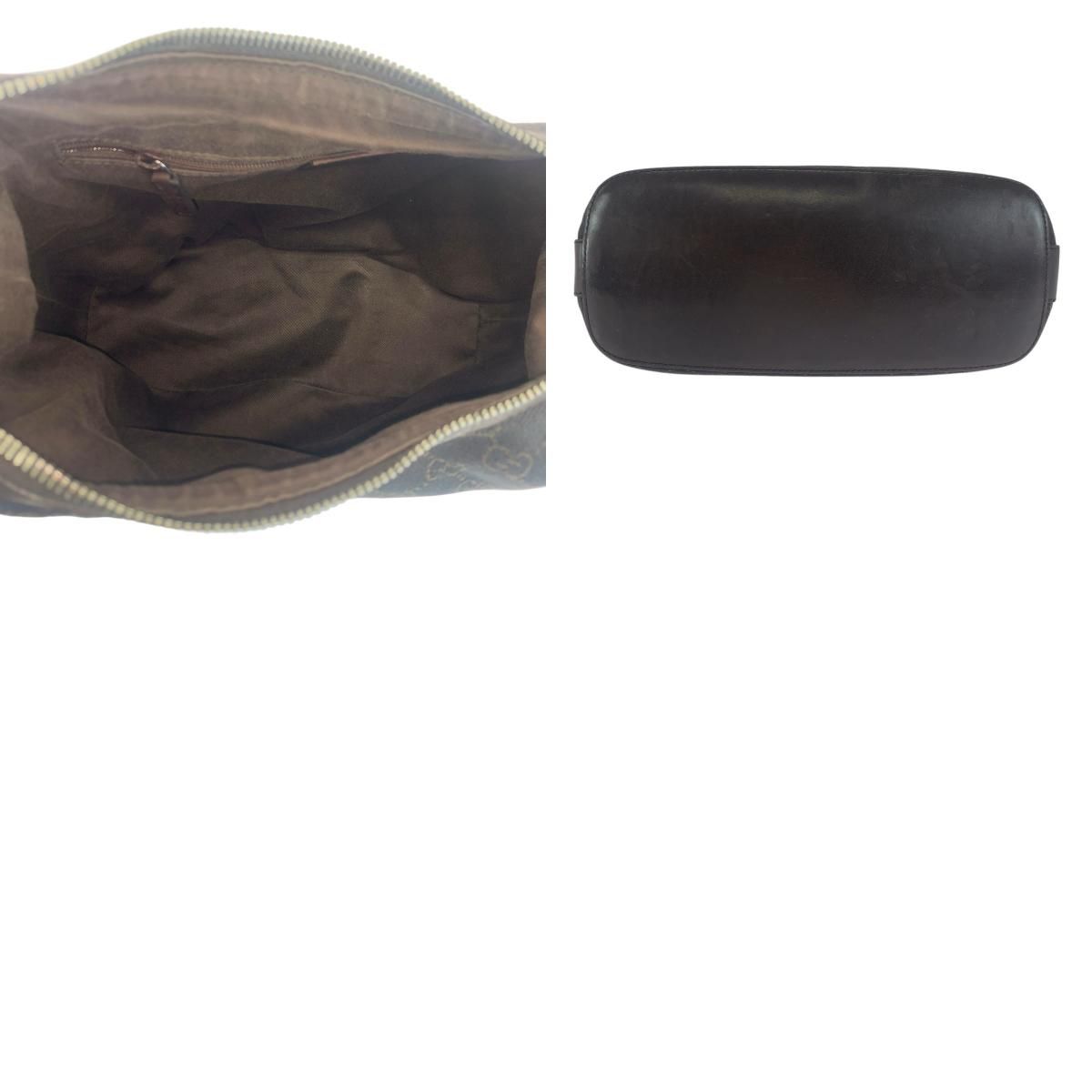 Gucci Brown Dark Silver GG Canvas Leather Shoulder Bag