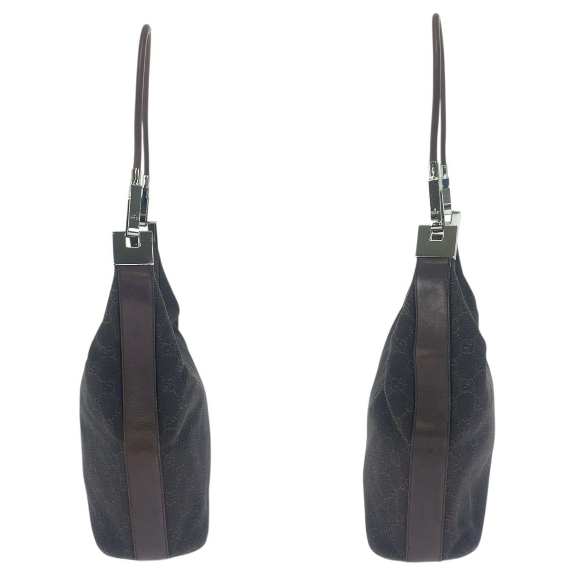Gucci Brown Dark Silver GG Canvas Leather Shoulder Bag