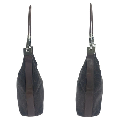 Gucci Brown Dark Silver GG Canvas Leather Shoulder Bag