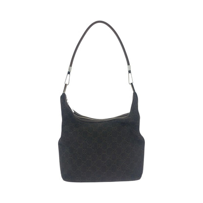 Gucci Brown Dark Silver GG Canvas Leather Shoulder Bag