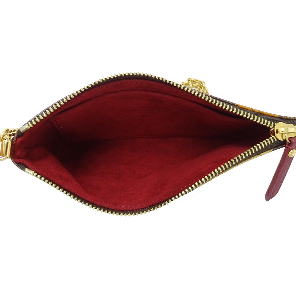 Louis Vuitton Pouch Damier Canvas Pochette Mirror MM Label Brown Going Out