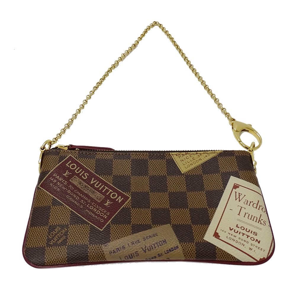 Louis Vuitton Pouch Damier Canvas Pochette Mirror MM Label Brown Going Out