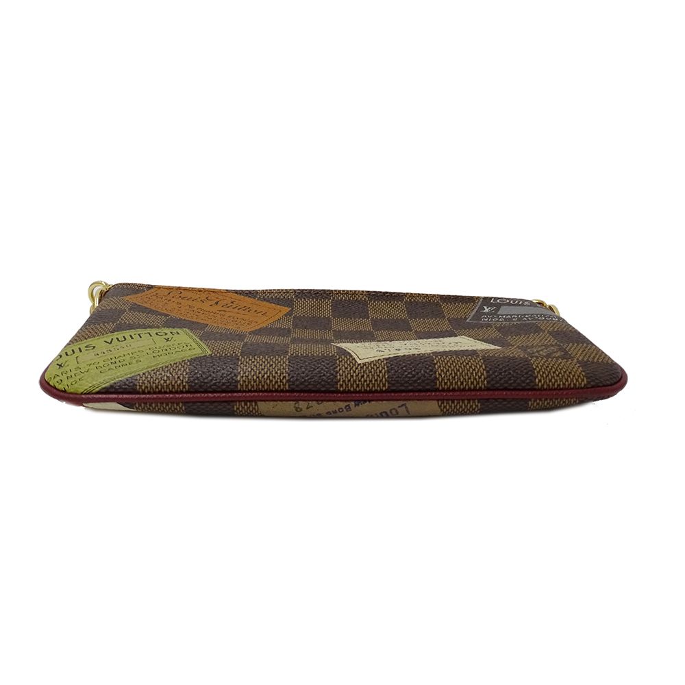 Louis Vuitton Pouch Damier Canvas Pochette Mirror MM Label Brown Going Out