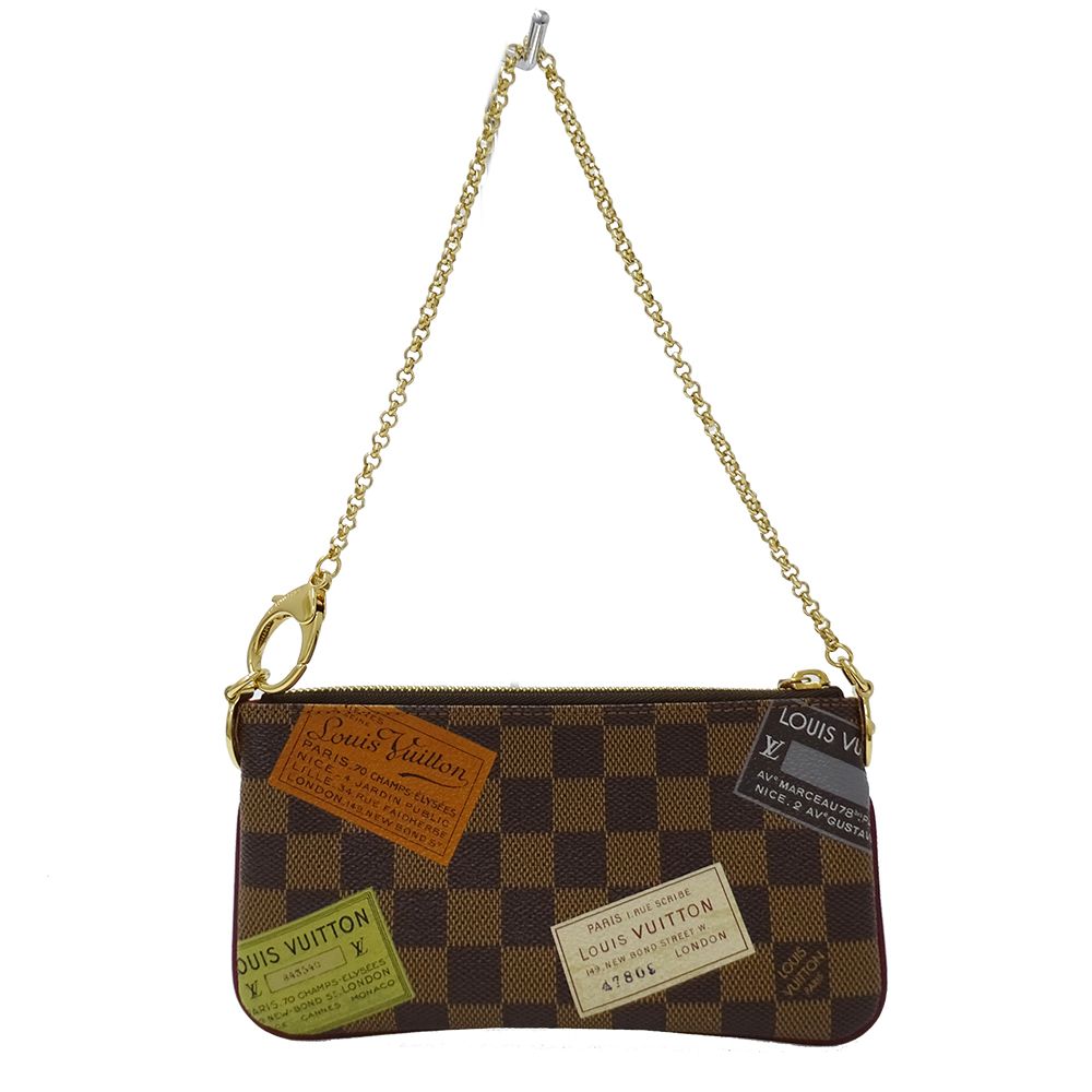 Louis Vuitton Pouch Damier Canvas Pochette Mirror MM Label Brown Going Out