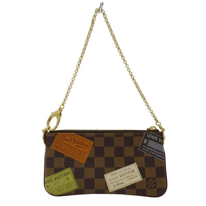 Louis Vuitton Pouch Damier Canvas Pochette Mirror MM Label Brown Going Out