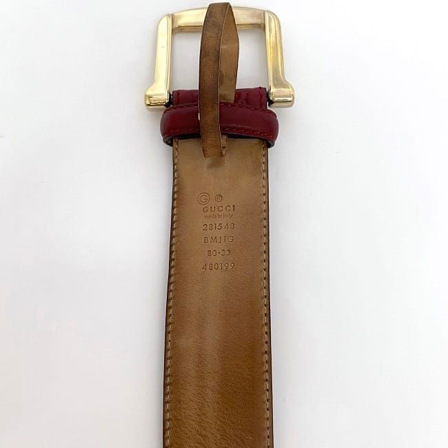 Gucci Belt Red Striped Waist 40 mm Leather