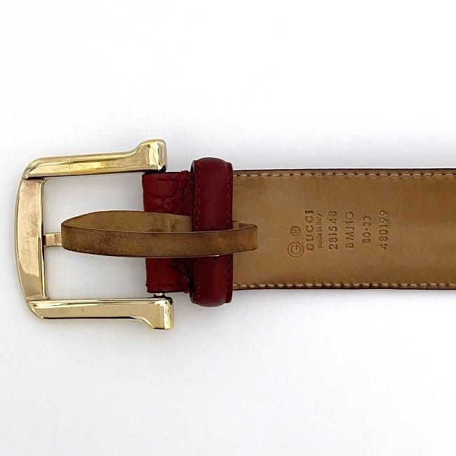 Gucci Belt Red Striped Waist 40 mm Leather