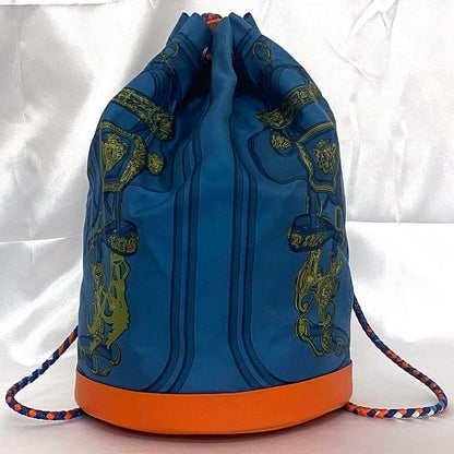 Hermes Drawstring Bag Soiree 22 Blue Brides de Gala