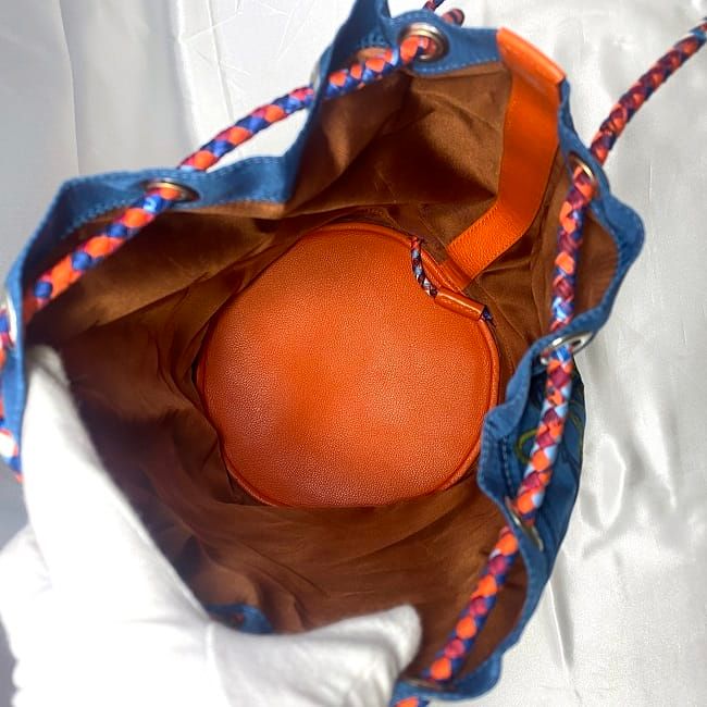 Hermes Drawstring Bag Soiree 22 Blue Brides de Gala