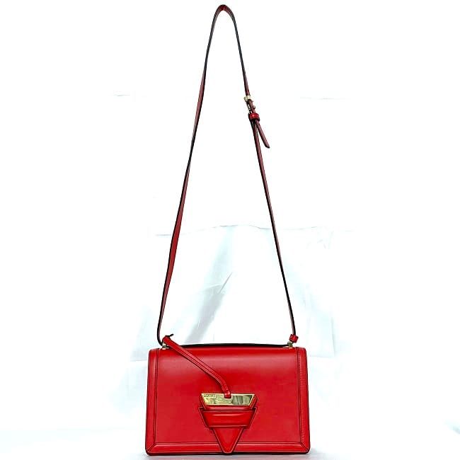 Loewe Shoulder Bag Barcelona Red Flap Leather