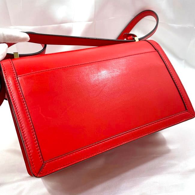 Loewe Shoulder Bag Barcelona Red Flap Leather