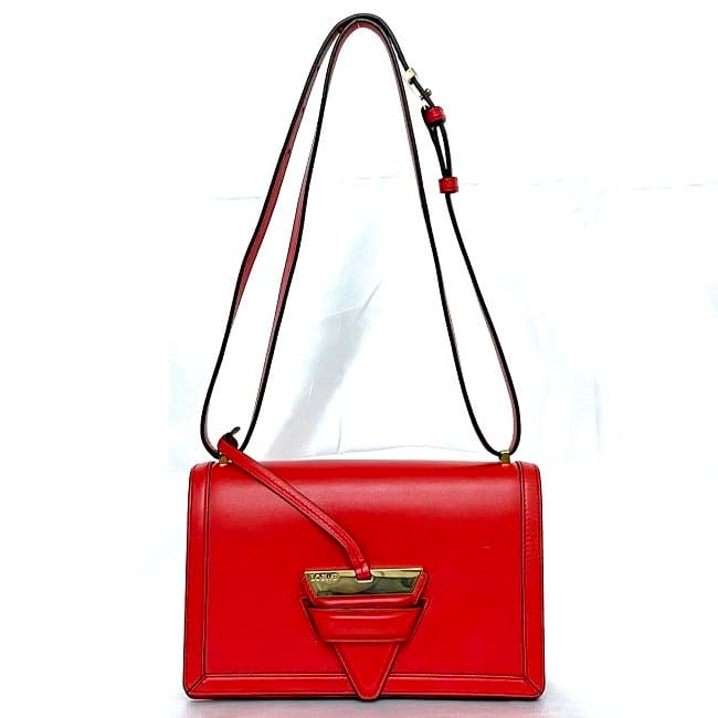 Loewe Shoulder Bag Barcelona Red Flap Leather