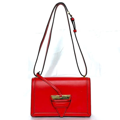 Loewe Shoulder Bag Barcelona Red Flap Leather