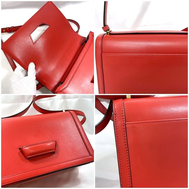 Loewe Shoulder Bag Barcelona Red Flap Leather