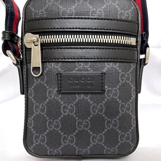 Gucci Shoulder Bag Gray Black GG Supreme