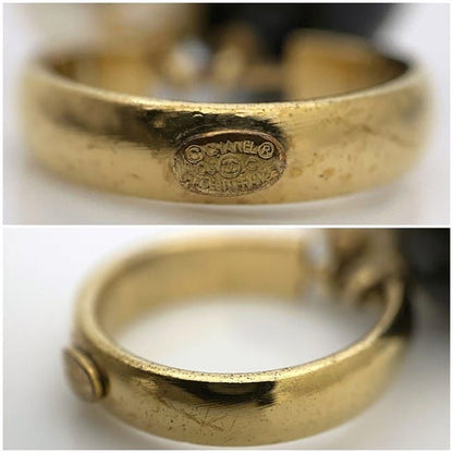 Chanel Pearl Ring Gold White Black
