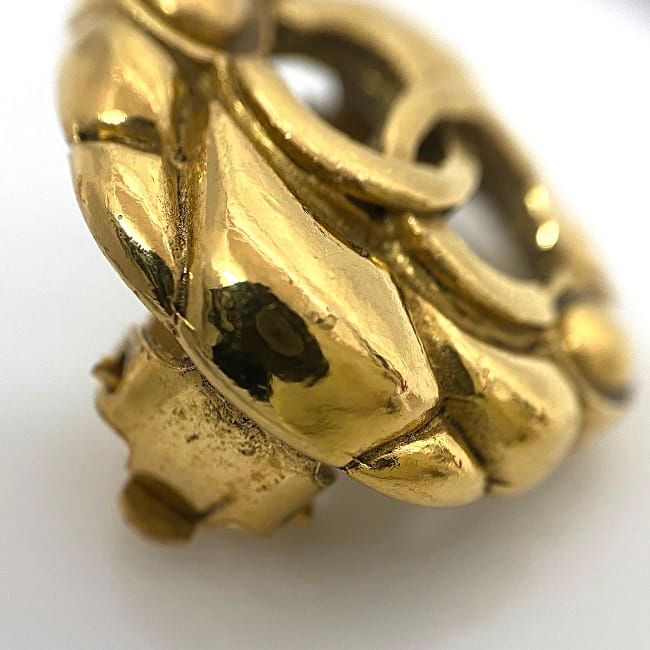 Chanel Earrings Gold CC Logo Vintage 2 3