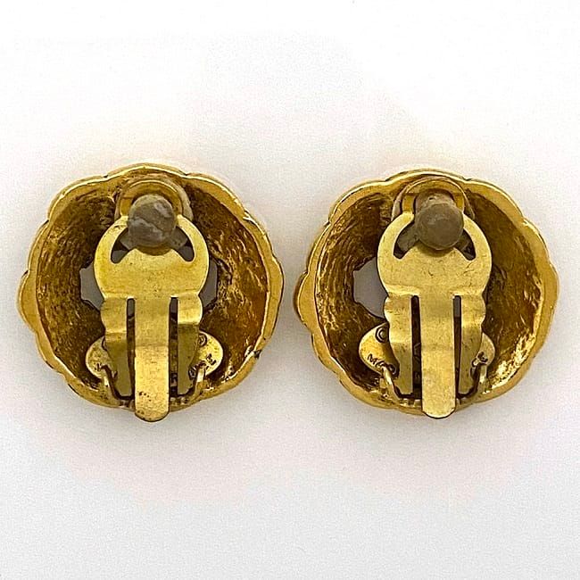 Chanel Earrings Gold CC Logo Vintage 2 3