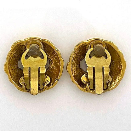 Chanel Earrings Gold CC Logo Vintage 2 3
