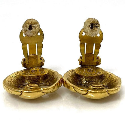 Chanel Earrings Gold CC Logo Vintage 2 3