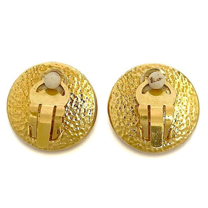 Chanel Earrings Gold Pearl White Logo