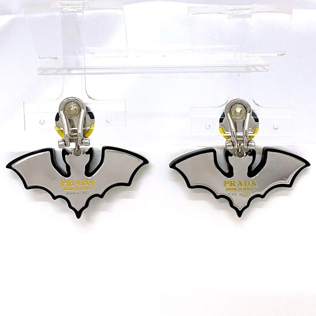 Prada Earrings Yellow Black Bat 925 Sterling Silver