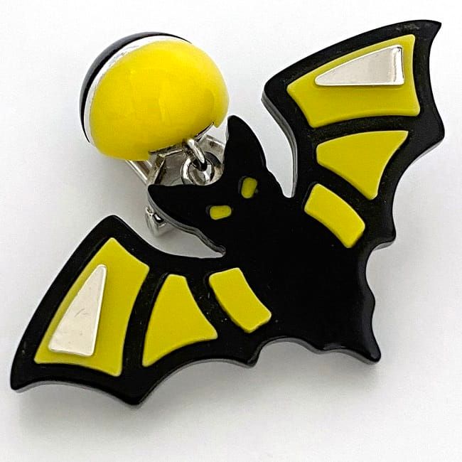 Prada Earrings Yellow Black Bat 925 Sterling Silver