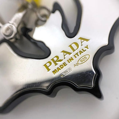 Prada Earrings Yellow Black Bat 925 Sterling Silver