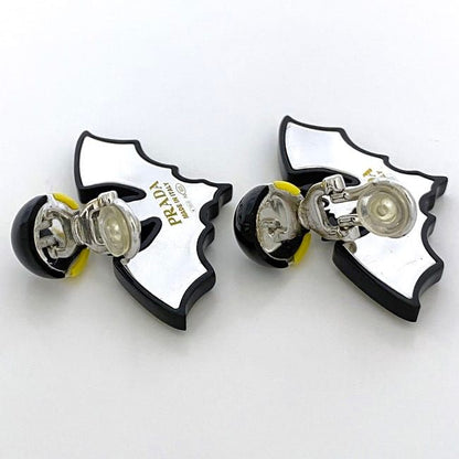 Prada Earrings Yellow Black Bat 925 Sterling Silver