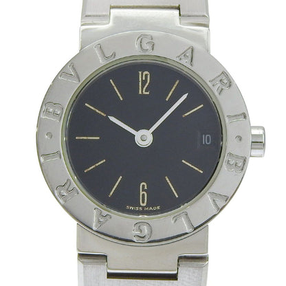 Bvlgari Stainless Steel Quartz Analog Display Black Dial Watch