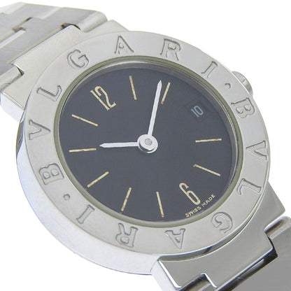 Bvlgari Stainless Steel Quartz Analog Display Black Dial Watch