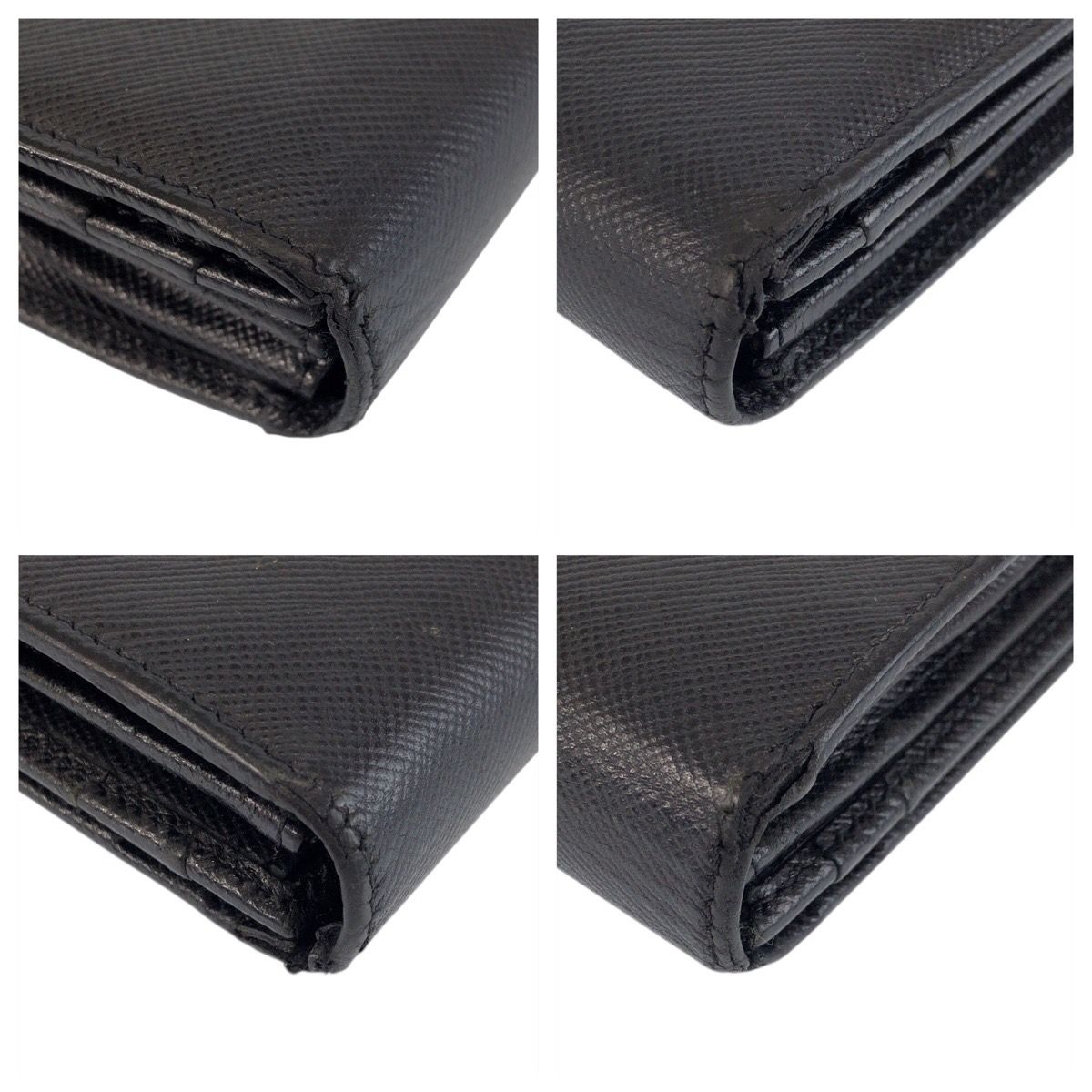 Prada Saffiano Black Silver Leather Wallet
