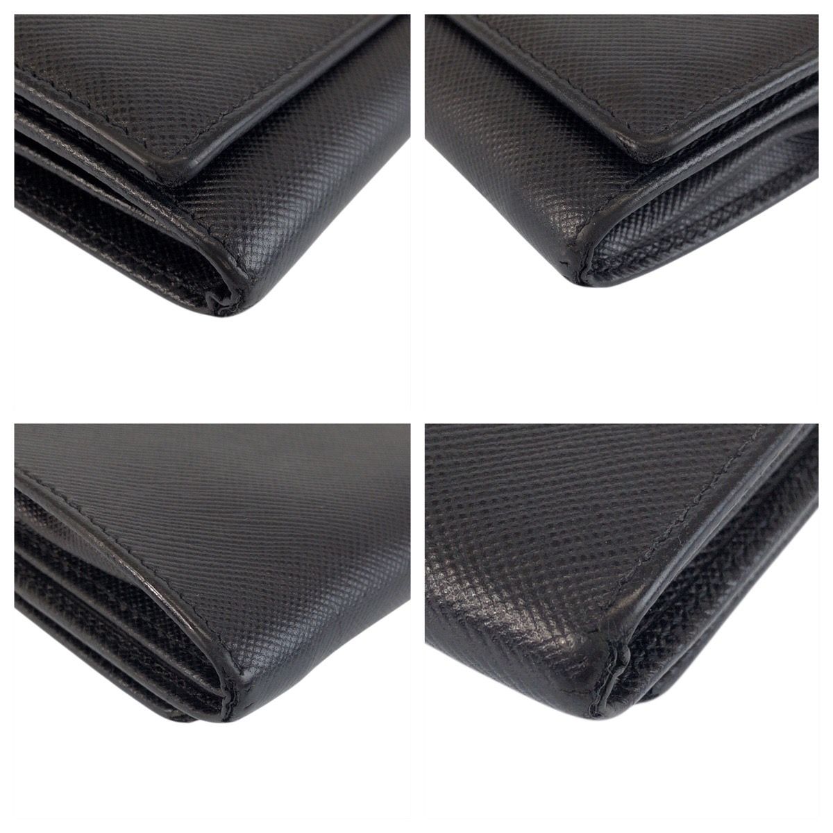 Prada Saffiano Black Silver Leather Wallet